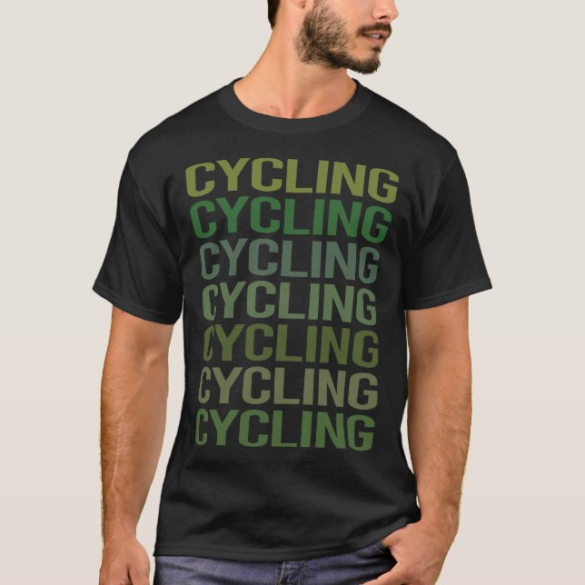 Fahrradfahrer im grünen Text T-Shirt (Vorderseite)