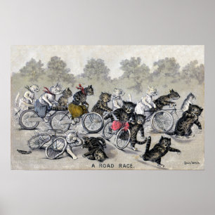 Fahrradfahrer Katzen Poster