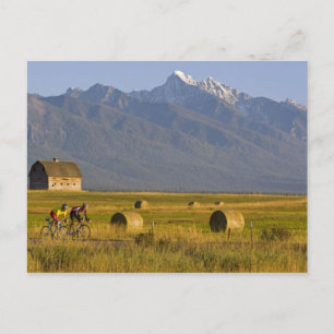 Fahrradfahrer runter in die Landstraße Postkarte