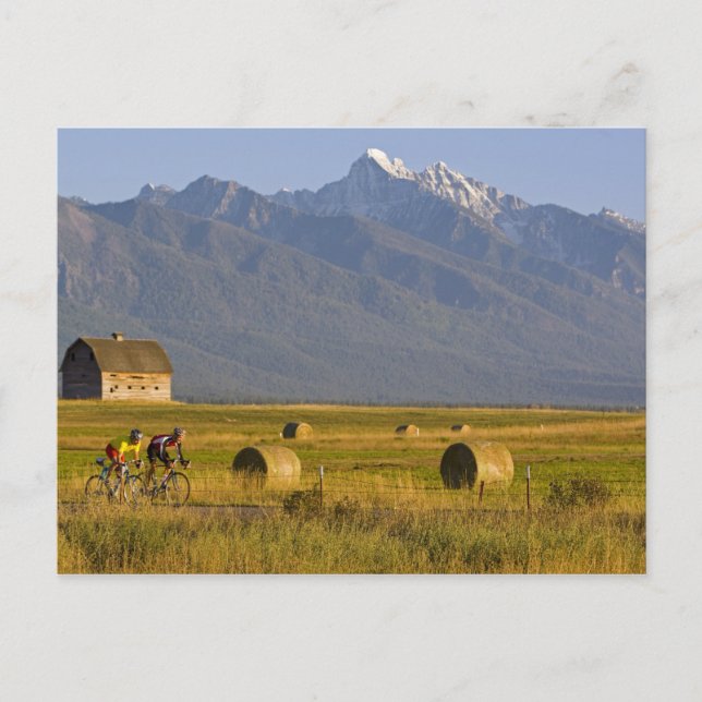 Fahrradfahrer runter in die Landstraße Postkarte (Vorderseite)