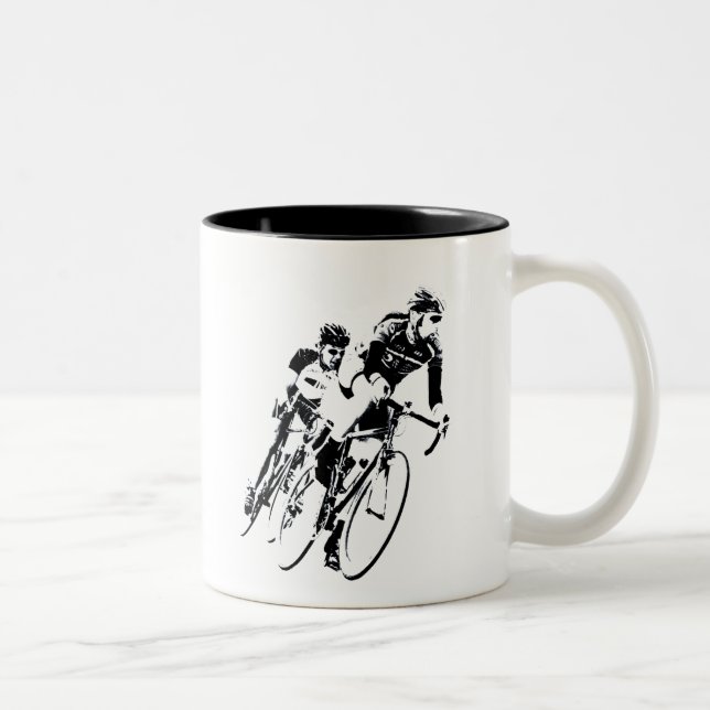 Fahrradfahrer - Schatten -2 Zweifarbige Tasse (Rechts)