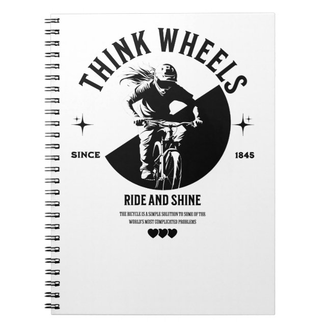 Fahrradfahrer Schwarz-Weiß-Notebook Notizblock (Vorderseite)