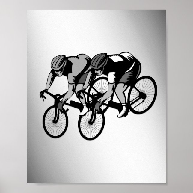 Fahrradfahrer Silber Poster (Vorne)