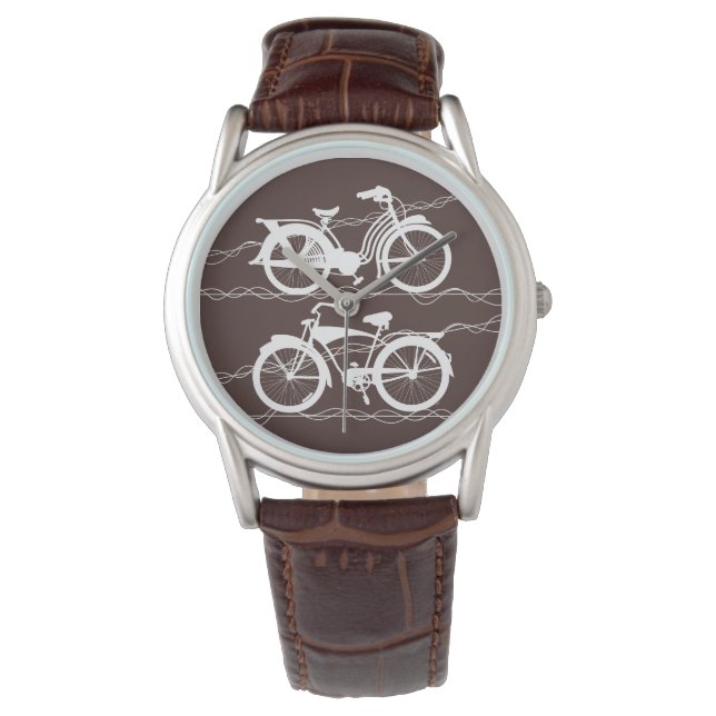 Fahrradfahrer Weiße Uhr (Vorderseite)