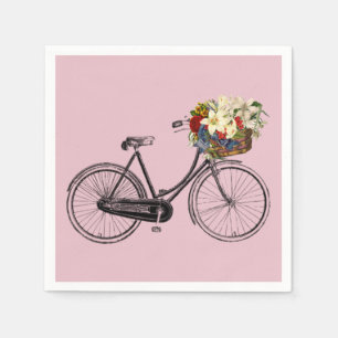 Fahrradfahrrad-Blumenrosa der Papierservietten