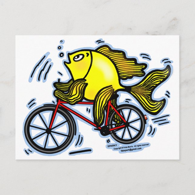 Fahrradfisch (Fahrrad) Postkarte (Vorderseite)