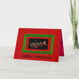 Fahrradgetriebene Schlittenhütte Weihnachtskarte Feiertagskarte