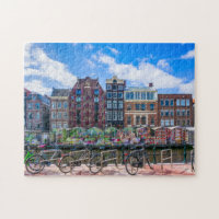 Fahrradhäuser am Canal de Amsterdam Niederlande