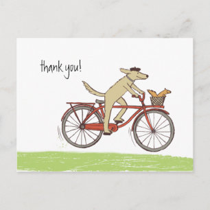 Fahrradhund und Eichhörnchen Whimsical Danke Custo Postkarte