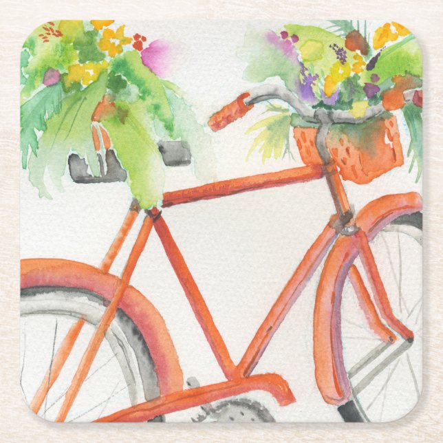 Fahrradkiste Blume Rechteckiger Pappuntersetzer (Vorderseite)