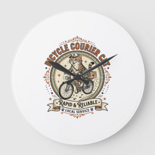 Fahrradkurier Katze Fahrradkurier Katze Vintage Ve Große Wanduhr