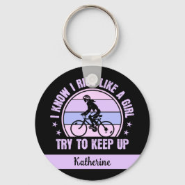 Fahrradmädchen Behalt nach oben Schlüsselanhänger