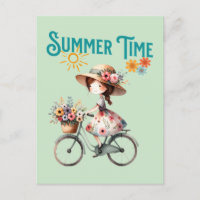 Fahrradmädchen mit Blume Sommer