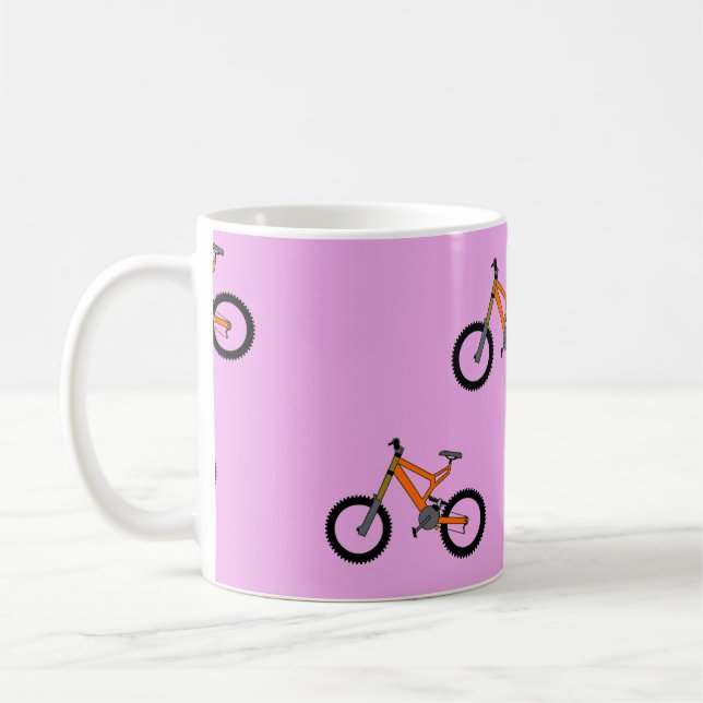 Fahrradmuster auf Rosa Kaffeetasse (Links)