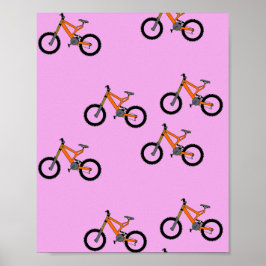 Fahrradmuster auf Rosa Poster