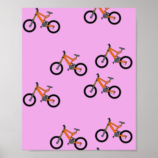 Fahrradmuster auf Rosa Poster (Vorne)