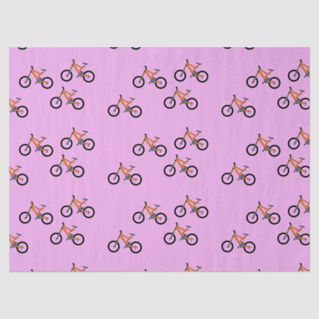 Fahrradmuster auf Rosa Seidenpapier (Vorderseite)