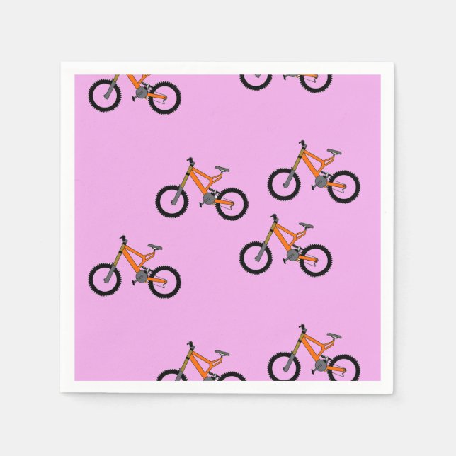 Fahrradmuster auf Rosa Serviette (Vorderseite)