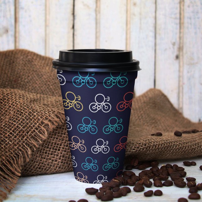 Fahrradmuster Cartoon Pappbecher (multicolor bicycle cartoon kids,adult party stationery, birthday party use and throw paper cups)