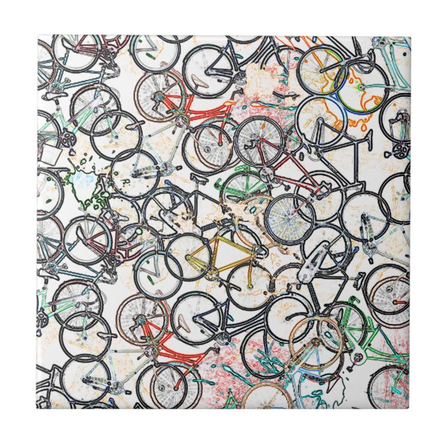 Fahrradmuster im urbanen Stil Fliese (Vorderseite)