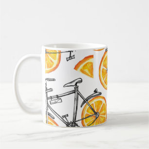 Fahrradorangen: Wasserfarbenes Sommermuster Kaffeetasse