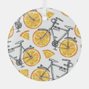 Fahrradorangen: Wasserfarbenes Sommermuster Ornament Aus Glas