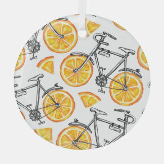Fahrradorangen: Wasserfarbenes Sommermuster Ornament Aus Glas