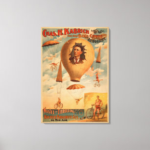 Fahrradparachute spielen im Theater in der Luft Leinwanddruck