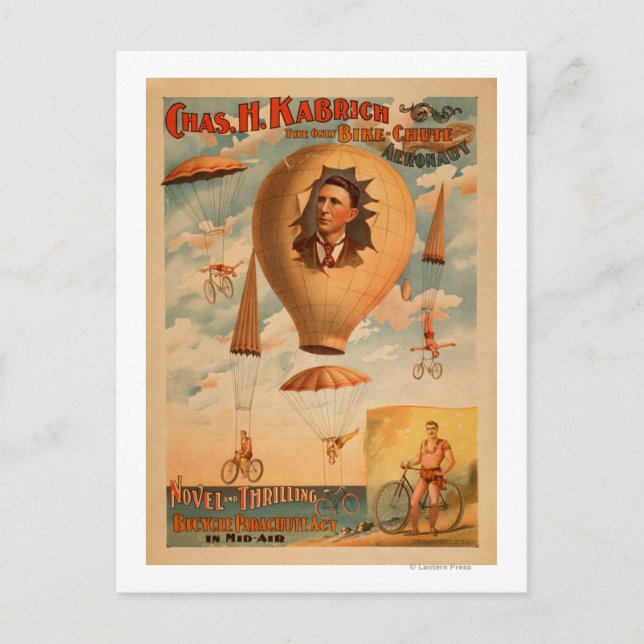 Fahrradparachute spielen im Theater in der Luft Postkarte (Vorderseite)