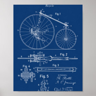 Fahrradpatent 1888 Blaupausenposter Poster