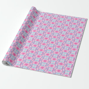 Fahrradrad rosa blaues Muster Geschenkpapier