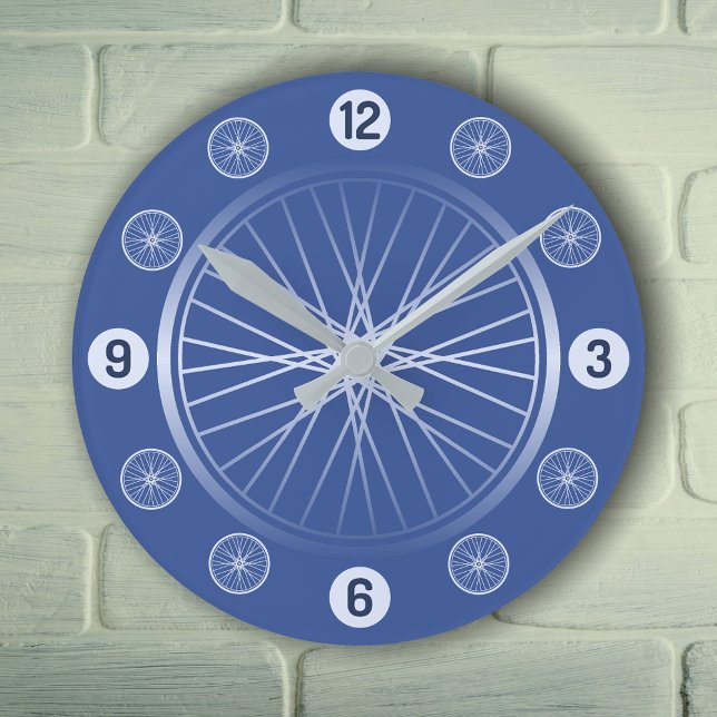 Fahrradräder blau runde wanduhr (Von Creator hochgeladen)