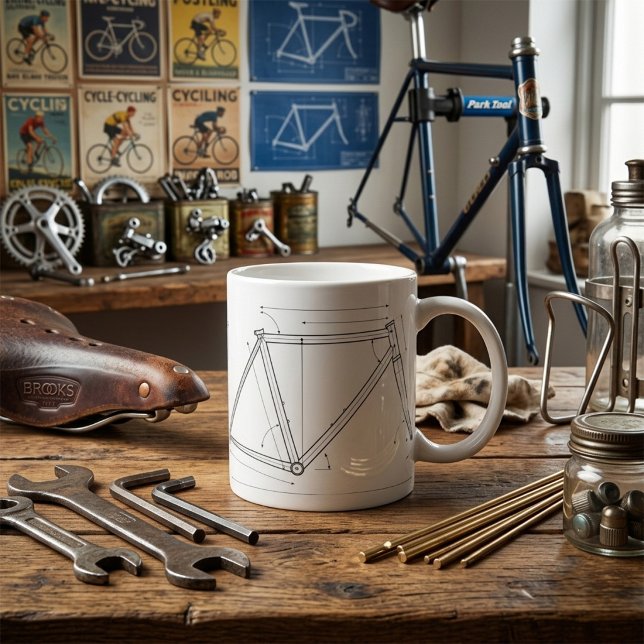 Fahrradrahmen-Geometrie-Diagramm  Kaffeetasse (Von Creator hochgeladen)