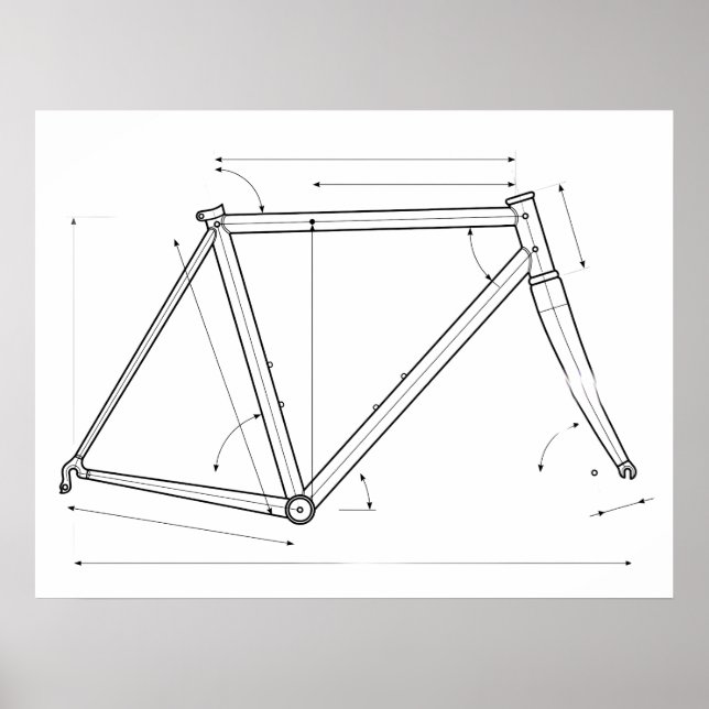 Fahrradrahmen-Geometrie-Diagramm  Poster (Vorne)