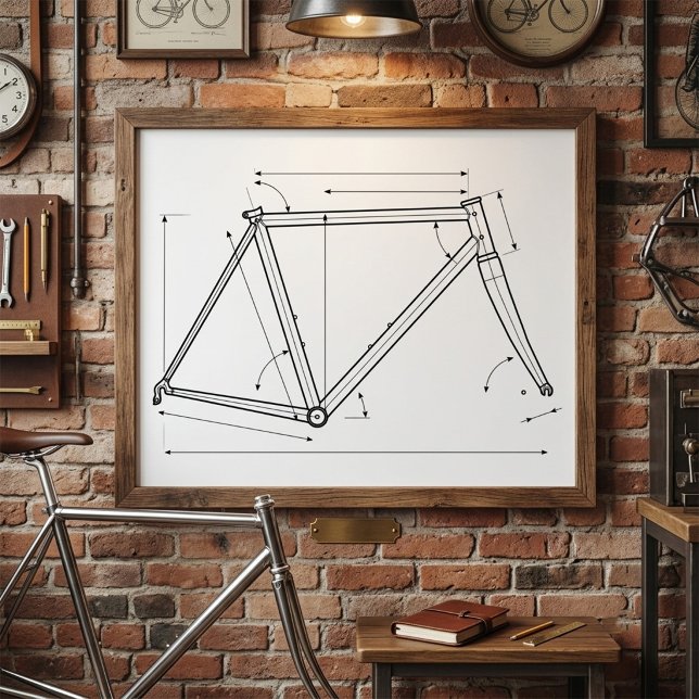 Fahrradrahmen-Geometrie-Diagramm  Poster (Von Creator hochgeladen)