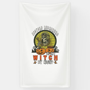 Fahrradreparatur Hexenschädel Schraubenschlüssel K Banner