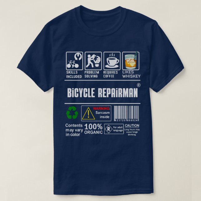 Fahrradreparaturfähigkeiten inklusive Fahrradfreun T-Shirt (Design vorne)