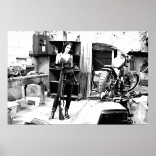 Fahrradschuppen mit Gewehr und Jack Poster