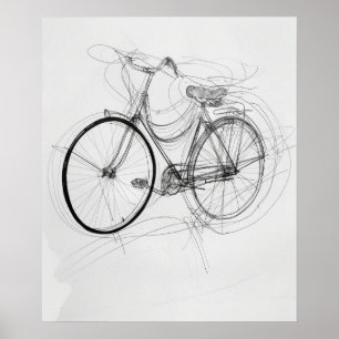 Fahrradskizze Moderne minimalistische Linienkunst Poster