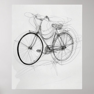Fahrradskizze Moderne minimalistische Linienkunst Poster