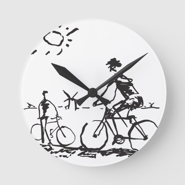 Fahrradskizze Runde Wanduhr (Vorderseite)