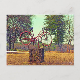Fahrradskulptur auf der Kneese Rd., Crabapple, TX Postkarte