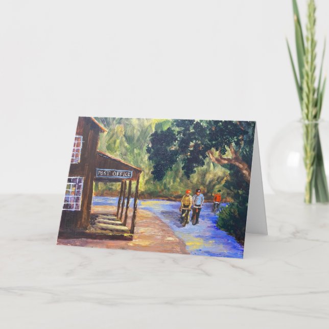 Fahrradsonntag in Woodside Grußkarte Dankeskarte (Vorderseite)