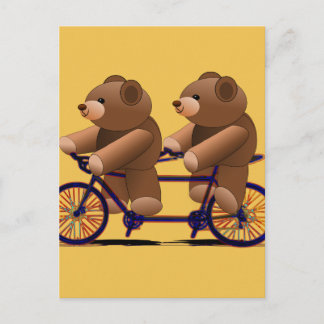 Fahrradtandem, Teddy Bären drucken Postkarte