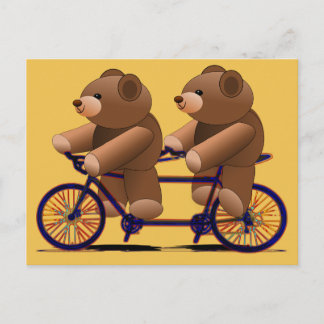 Fahrradtandem, Teddy Bären drucken Postkarte