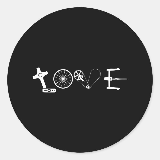Fahrradteile Liebe Fahrradfahren Runder Aufkleber (Vorderseite)