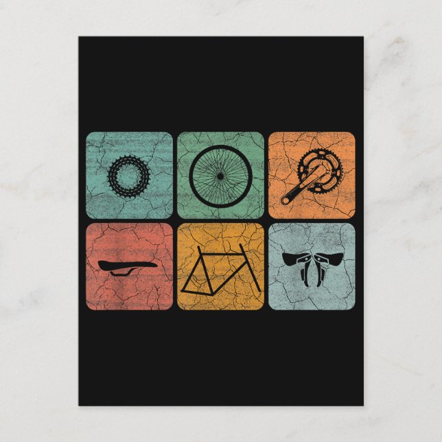 Fahrradverleih Vintage Fahrradteile Fahrradgeschen Begleitkarte (Vorderseite)