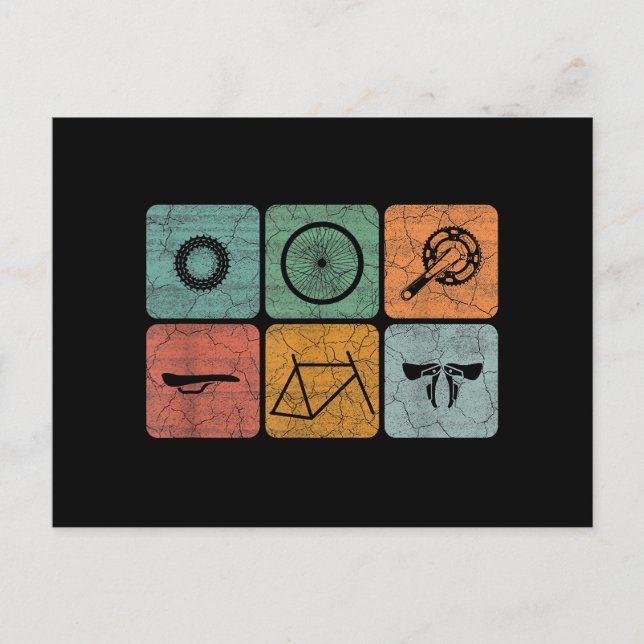 Fahrradverleih Vintage Fahrradteile Fahrradgeschen Feiertagspostkarte (Vorderseite)