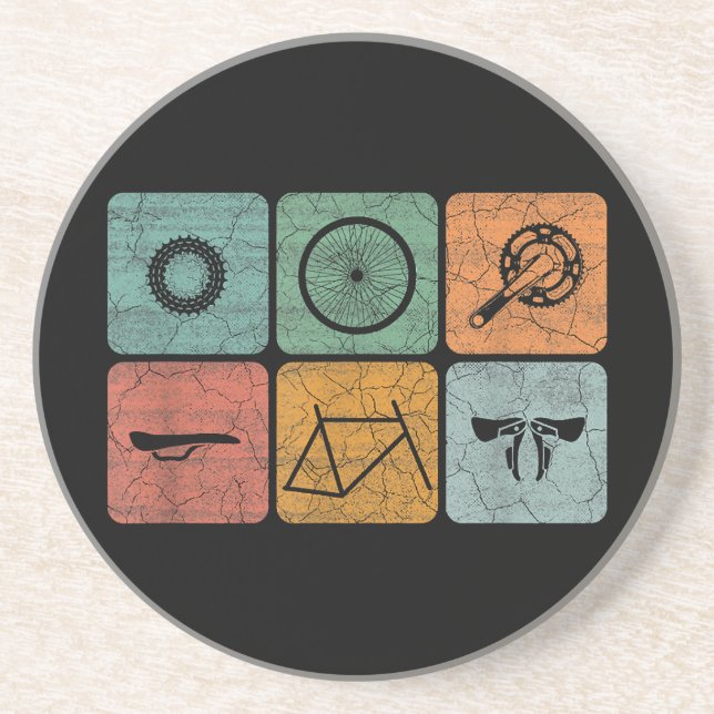 Fahrradverleih Vintage Fahrradteile Fahrradgeschen Getränkeuntersetzer (Vorne)