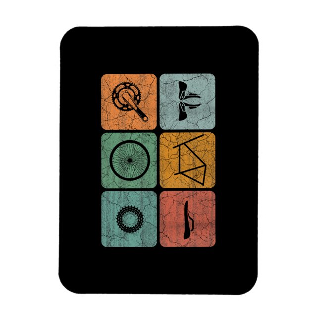 Fahrradverleih Vintage Fahrradteile Fahrradgeschen Magnet (Vertikal)